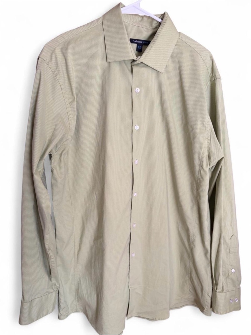 Men’s green button up long sleeve shirt size large by Van Heusen